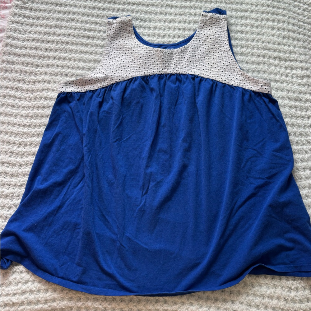 Lands' End Blue and White Knit Top
